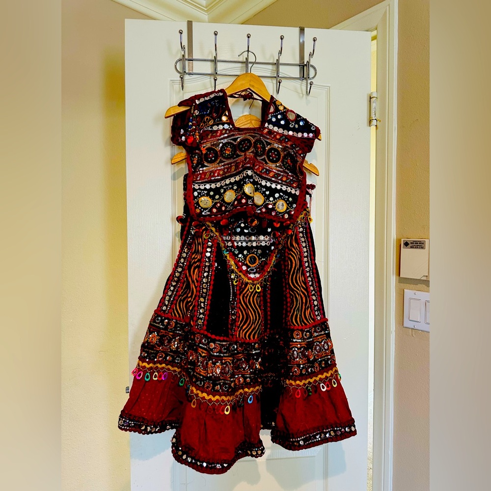 Preowned KIDS COTTON Black INDIAN CHANIYA CHOLI NAVRATRI GARBA LEHENGA DANDIYA